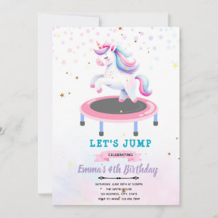 Unicorn jump birthday party invitation