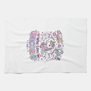 Unicorn Just a Girl Who Loves Unicorns White Backg Tea Towel