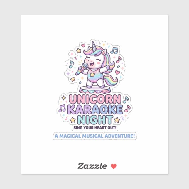 Unicorn Karaoke Night Bold Typography Product Grap (Sheet)