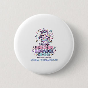 Unicorn Karaoke Night Bold Typography Product Grap 6 Cm Round Badge