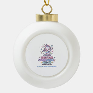 Unicorn Karaoke Night Bold Typography Product Grap Ceramic Ball Christmas Ornament