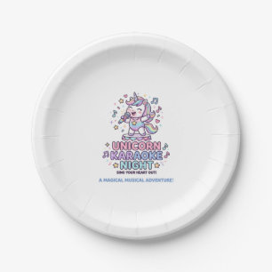 Unicorn Karaoke Night Bold Typography Product Grap Paper Plate