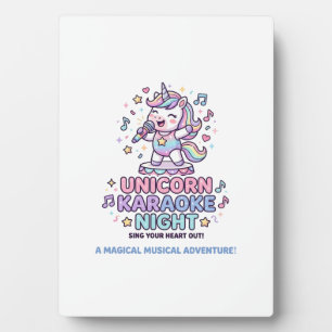 Unicorn Karaoke Night Bold Typography Product Grap Plaque