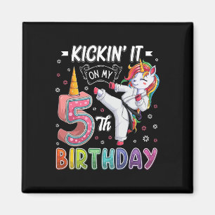 Unicorn Karate 5th Birthday Five 5 Years Old Taekw Magnet