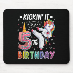 Unicorn Karate 5th Birthday Five 5 Years Old Taekw Mouse Mat