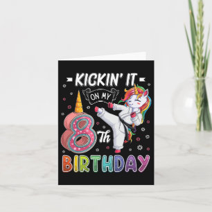 Unicorn Karate 8th Birthday Eight 8 Years Old Taek Card
