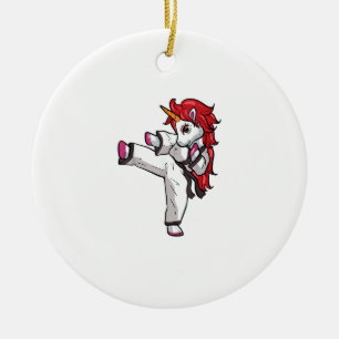 Unicorn Karate Girl Taekwondo Jiu Jitsu MMA BJJ T- Ceramic Tree Decoration