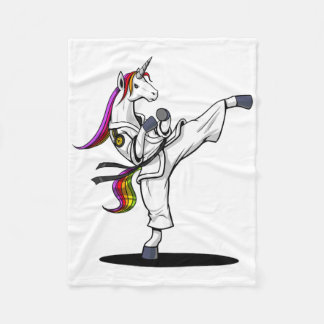 Unicorn Karate Martial Art Kickboxing Ninja Girls  Fleece Blanket