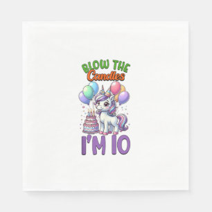 Unicorn Kids 10th Birthday Party Boy 10 Year Old B Napkin