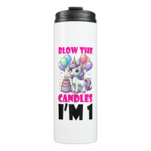 Unicorn Kids 1st Birthday Party Boy 1 Year Old Bda Thermal Tumbler