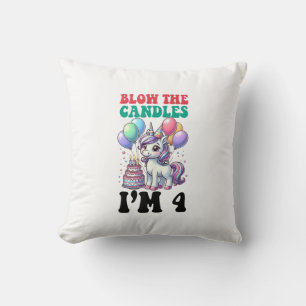 Unicorn Kids 4th Birthday Party Boy 4 Year Old Bda Cushion