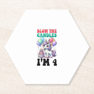 Unicorn Kids 4th Birthday Party Boy 4 Year Old Bda Paper Coaster
