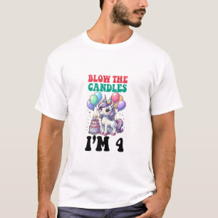 Unicorn Kids 4th Birthday Party Boy 4 Year Old Bda T-Shirt