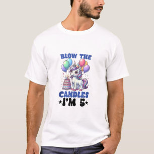 Unicorn Kids 5th Birthday Party Boy 5 Year Old Bda T-Shirt