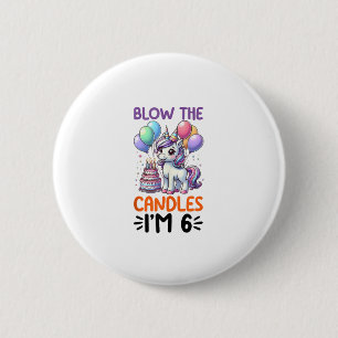 Unicorn Kids 6th Birthday Party Boy 6 Year Old Bda Cm Round Badge