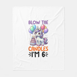 Unicorn Kids 6th Birthday Party Boy 6 Year Old Bda Fleece Blanket