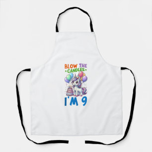Unicorn Kids 9th Birthday Party Boy 9 Year Old Bda Apron