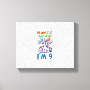 Unicorn Kids 9th Birthday Party Boy 9 Year Old Bda Canvas Print