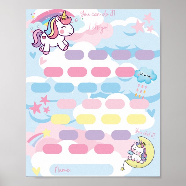 Unicorn Kids Chart | Reward Chart For Kids (Front)