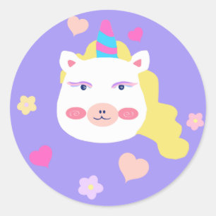 Unicorn kids drawing sticker