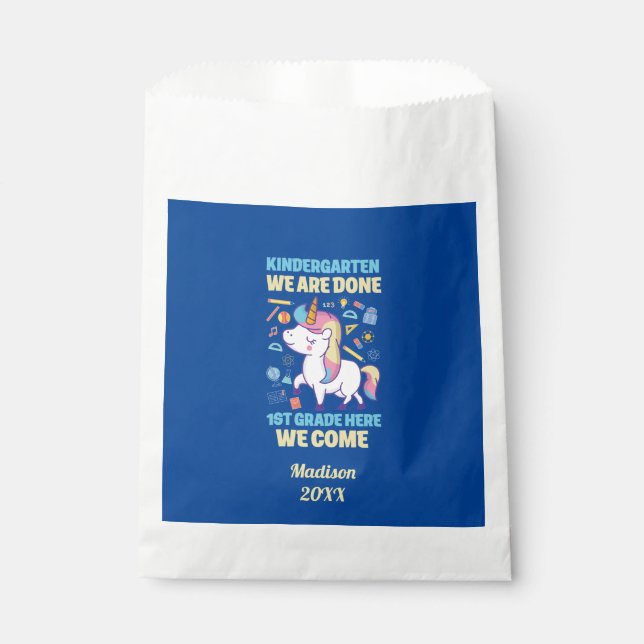 Unicorn Kindergarten Graduation 1st Grade Favour Bags (Front)