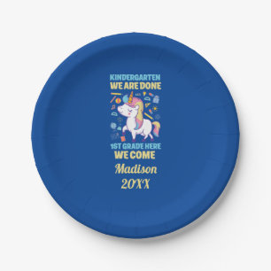 Unicorn Kindergarten Graduation 1st Grade  Paper Plate