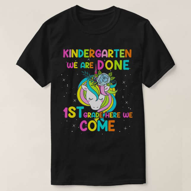 Unicorn Kindergarten Graduation, Cute Unicorn  T-Shirt (Design Front)