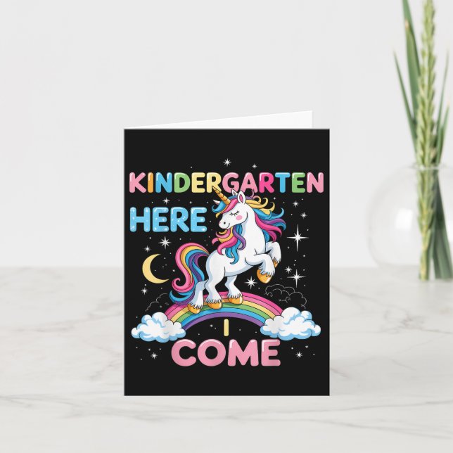 Unicorn Kindergarten Here I Come School Kindergart Card (Front)