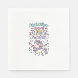 Unicorn Kisses and Rainbow Wishes Cute Pastel Grap Napkin