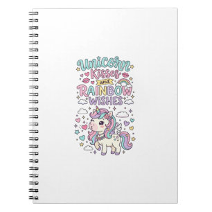 Unicorn Kisses and Rainbow Wishes Cute Pastel Grap Notebook