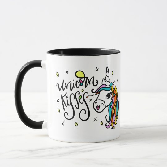 Unicorn Kisses, hand-lettered Mug