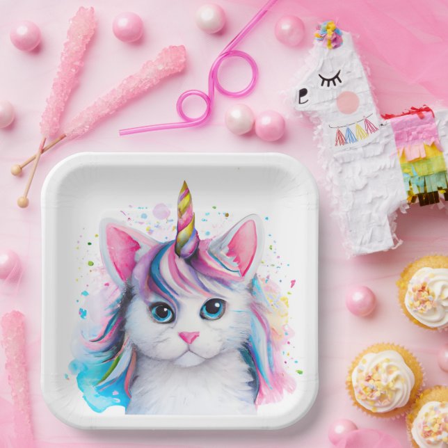 Unicorn Kitten Paper Plate (Party)