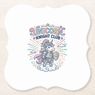 Unicorn Knight Club Print Ready Apparel Graphic_1 Paper Coaster