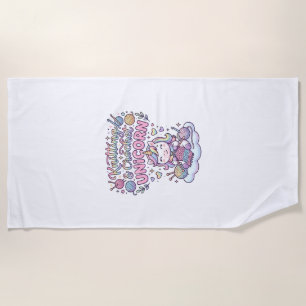 Unicorn Knitting Crochet Unicorn Adorable Typograp Beach Towel