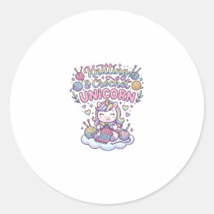 Unicorn Knitting Crochet Unicorn Adorable Typograp Classic Round Sticker