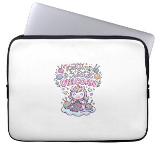 Unicorn Knitting Crochet Unicorn Adorable Typograp Laptop Sleeve
