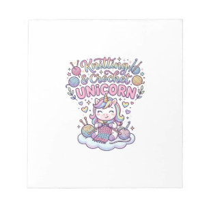 Unicorn Knitting Crochet Unicorn Adorable Typograp Notepad