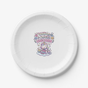 Unicorn Knitting Crochet Unicorn Adorable Typograp Paper Plate