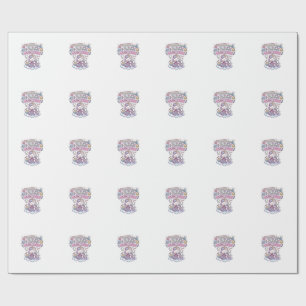 Unicorn Knitting Crochet Unicorn Adorable Typograp Wrapping Paper