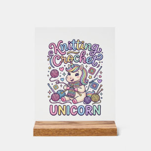 Unicorn Knitting Crochet Unicorn Charming White Ba Acrylic Sign