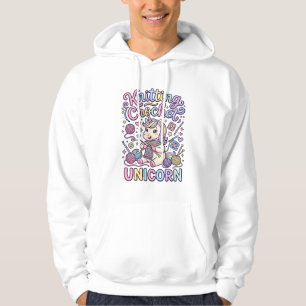 Unicorn Knitting Crochet Unicorn Charming White Ba Hoodie