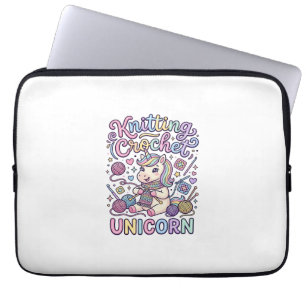Unicorn Knitting Crochet Unicorn Charming White Ba Laptop Sleeve