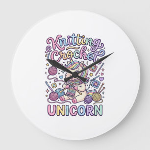 Unicorn Knitting Crochet Unicorn Charming White Ba Large Clock