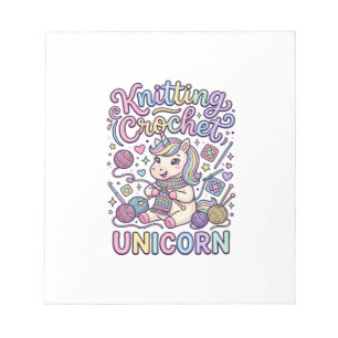 Unicorn Knitting Crochet Unicorn Charming White Ba Notepad