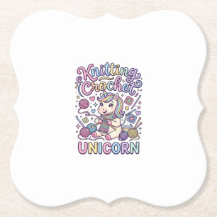 Unicorn Knitting Crochet Unicorn Charming White Ba Paper Coaster