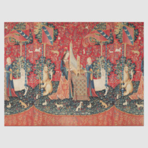 UNICORN,LADY PLAYING ORGAN Red Floral Tissue Paper