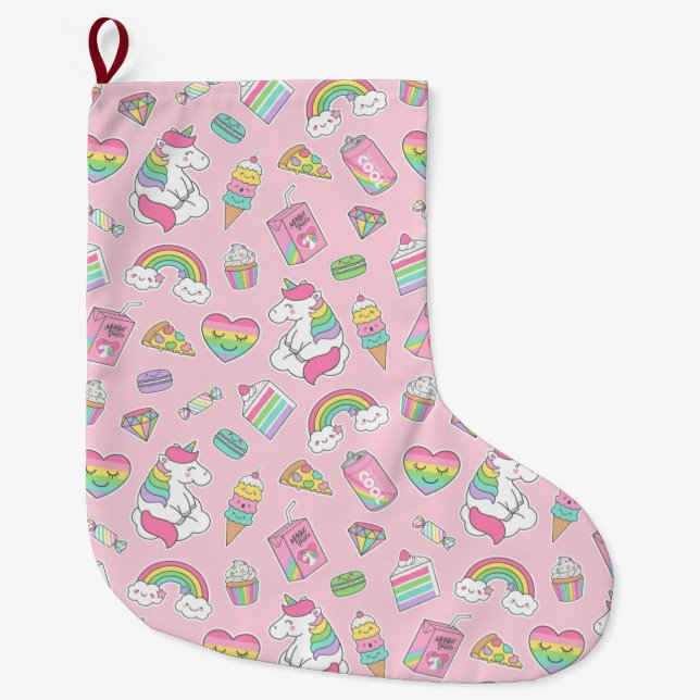 Unicorn Large Christmas Stocking (Front)