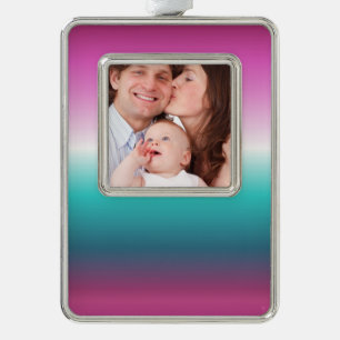 unicorn lavender teal ombre turquoise mermaid silver plated framed ornament