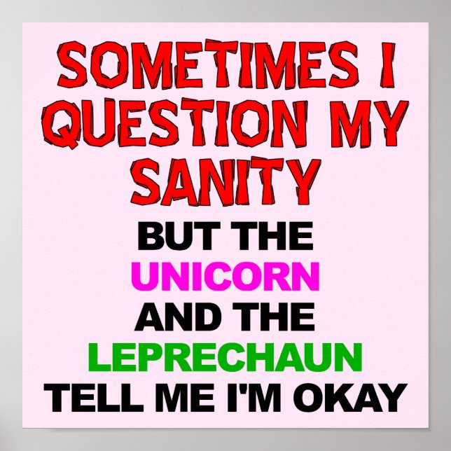 Unicorn Leprechaun Funny Poster Sign (Front)
