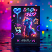 Unicorn Let's Glow Crazy Neon Birthday Party